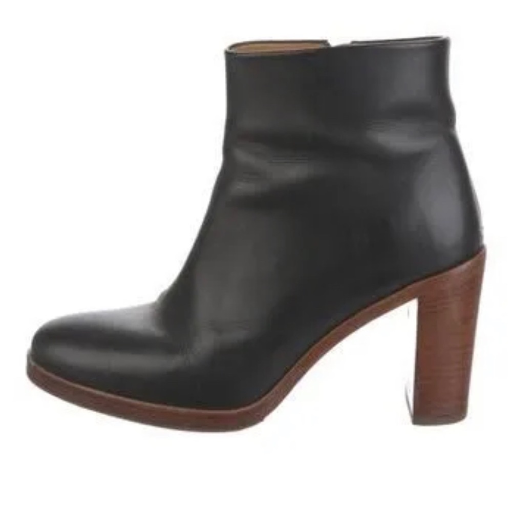 Black leather APC heeled boots